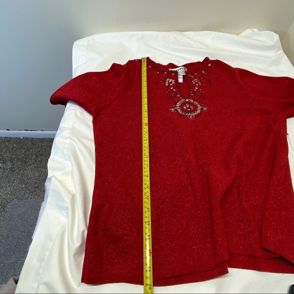 NWT Joseph A Red Knit Sequins Top Size 1X - Picture 6 of 13